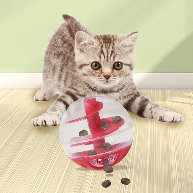  Interactive Rotating Cat Chasing Toy Cat Snacks Cat Treat Dispensing Ball,  Great for excercise 