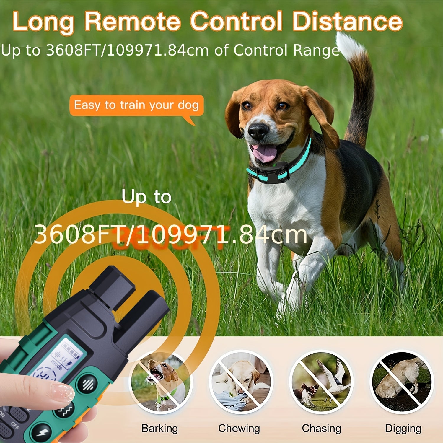 3300Ft Dog Training Collars With Remote, Adjustable Nylon Strap, Electric Shock, Vibration & Sound Modes, Rechargeable, 3300ft Range For Small To Large Dogs (5-150lbs