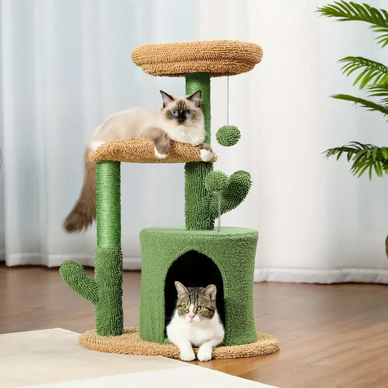 🌵 Cactus Adventure Cat Tree 🌵 - Cozy Condo 🏠, Plush Perches 🛏️ & Sisal Scratching Posts 🧶 for Play 🐾 & Rest 😺