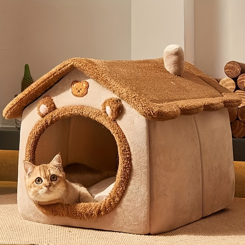 1pc Pet Bed House For Cats, Removable And Washable Cat House, Winter Warm Cat Bed Soft And Comfortable Puppy Cave Nest