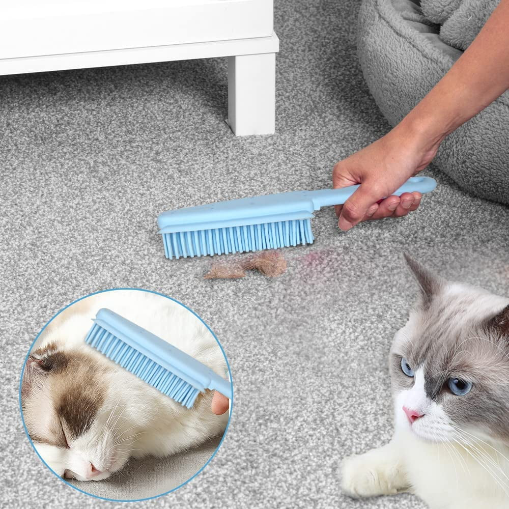 Rubber Broom TPR Bristle Broom with Hand Held Brush Set for Carpet Rake Cat/Dog Hair Remove