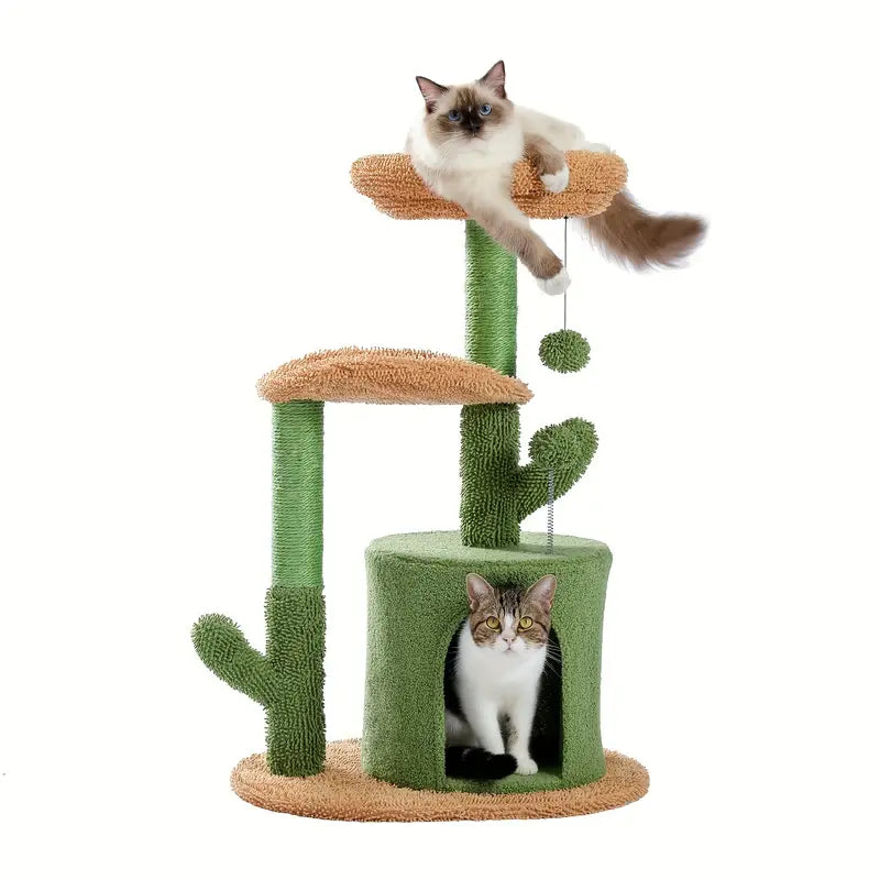 🌵 Cactus Adventure Cat Tree 🌵 - Cozy Condo 🏠, Plush Perches 🛏️ & Sisal Scratching Posts 🧶 for Play 🐾 & Rest 😺