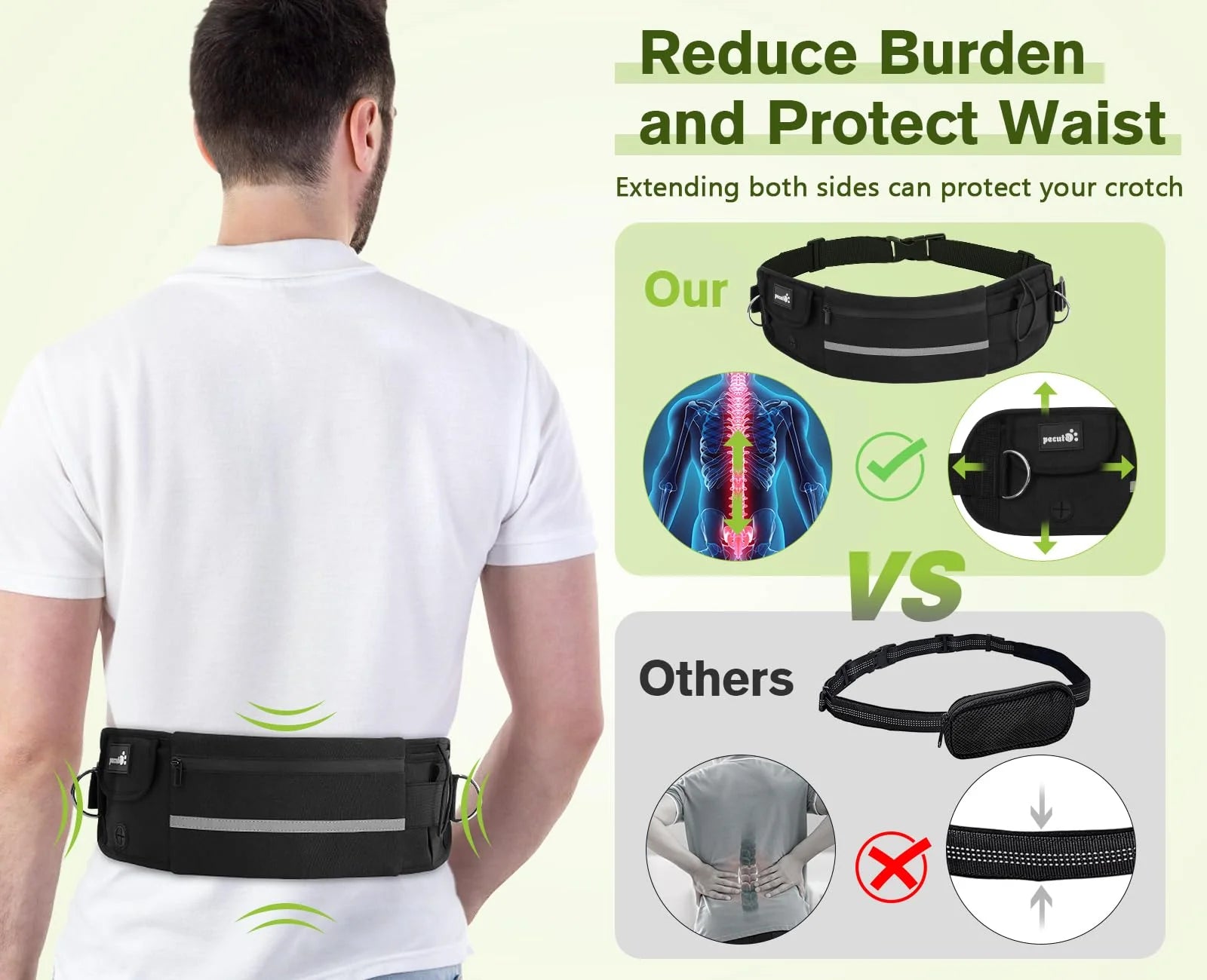 Hands-Free Dog Leash with Bag in Black