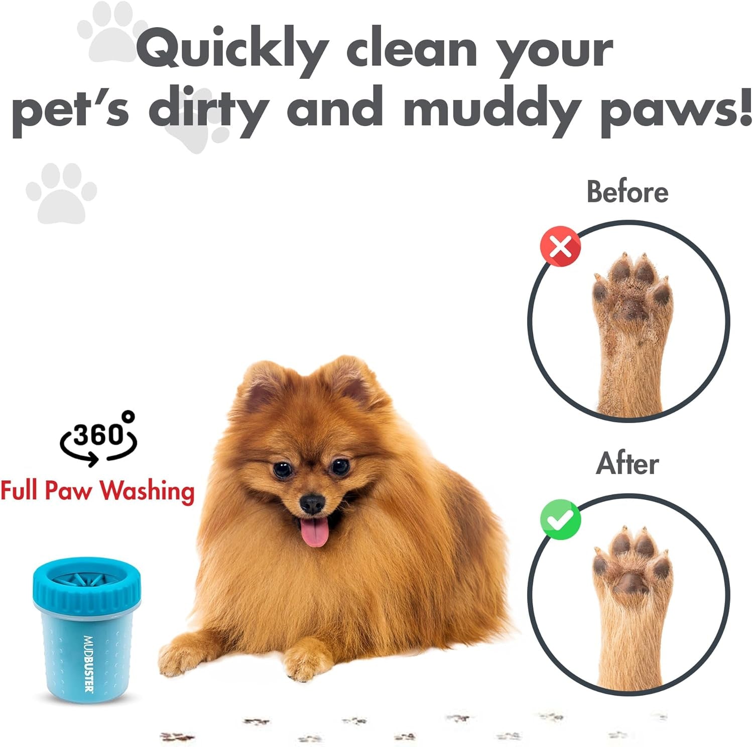 Mudbuster Portable Dog Paw Cleaner - Premium Quality, Blue, Small Size for Pet Supplies and Accessories