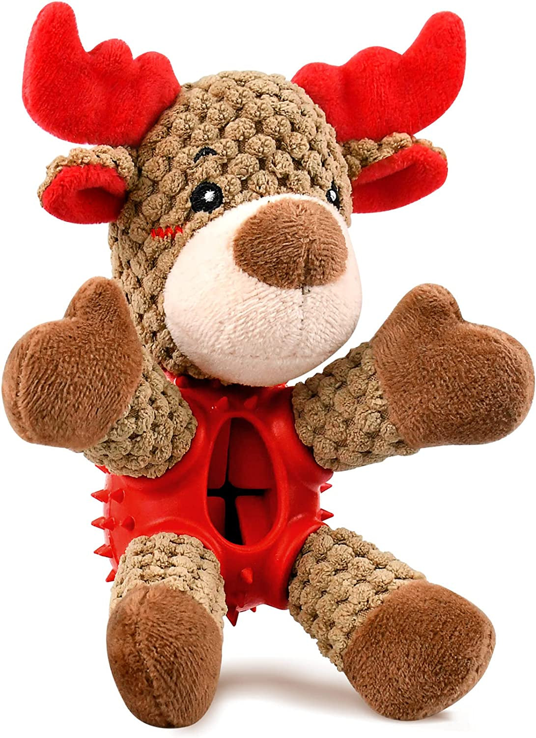 Christmas Squeaky Dog Toys, Durable Latex Rubber Dog Chew Bite Toy Stuffed Dog Toys, Funny Interactive Dog Toys with Crinkle Paper for Puppy Small Medium Pets Dogs (Elk)
