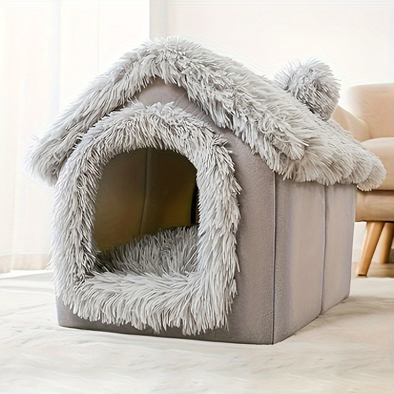 1pc Cozy Pet House Bed - Ultra-Soft, Warm, Detachable, and Washable Plush Bed for Small Dogs and Cats - Perfect for Four Seasons Use, Essential Pet Supplies