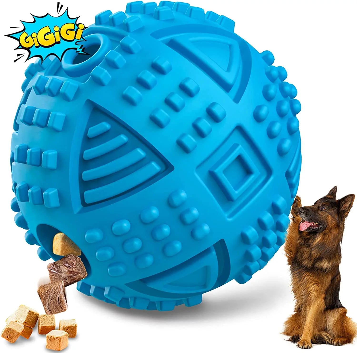 Dog Balls Treat Dispensing Dog Interactive, r Aggressive Chewers Large Breed, Nearly Indestructible Squeaky Dog Chew Toys for Large Dogs, Natural Rubber Dog Puzzle Toys, Tough IQ Dog Treat Balls