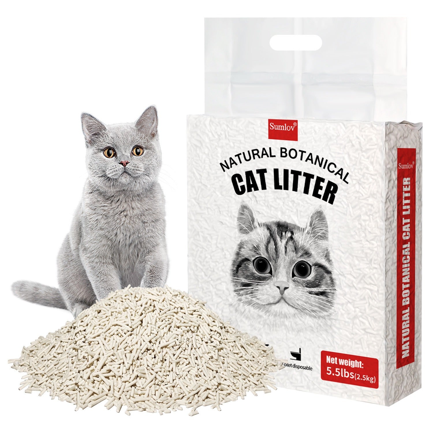 17lbs/3pcs Tofu Cat Litter, 5.5lbs Per Package, Natural Plant-Based Litter, Dust-Free, Flushable, Fast Clumping, Odor-Resistant, Made With Pea Fiber