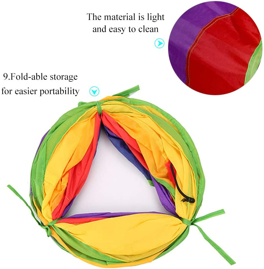 Colorful Cat Tunnel with Collapsible Tubes, Red Fun Ball, and 2 Holes - Interactive Indoor Play Toy for Cats