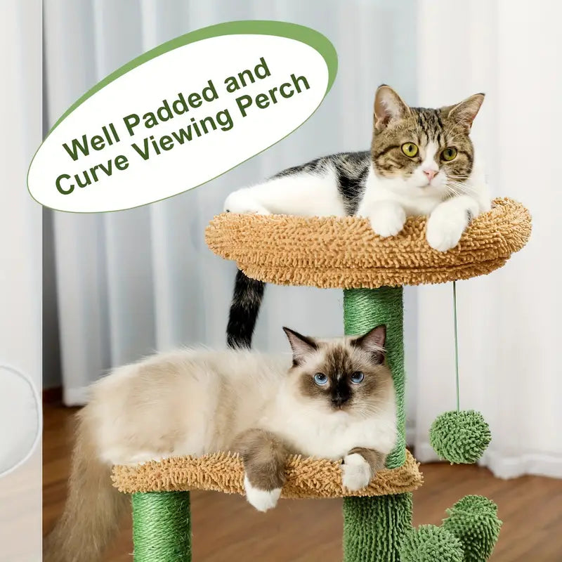 🌵 Cactus Adventure Cat Tree 🌵 - Cozy Condo 🏠, Plush Perches 🛏️ & Sisal Scratching Posts 🧶 for Play 🐾 & Rest 😺