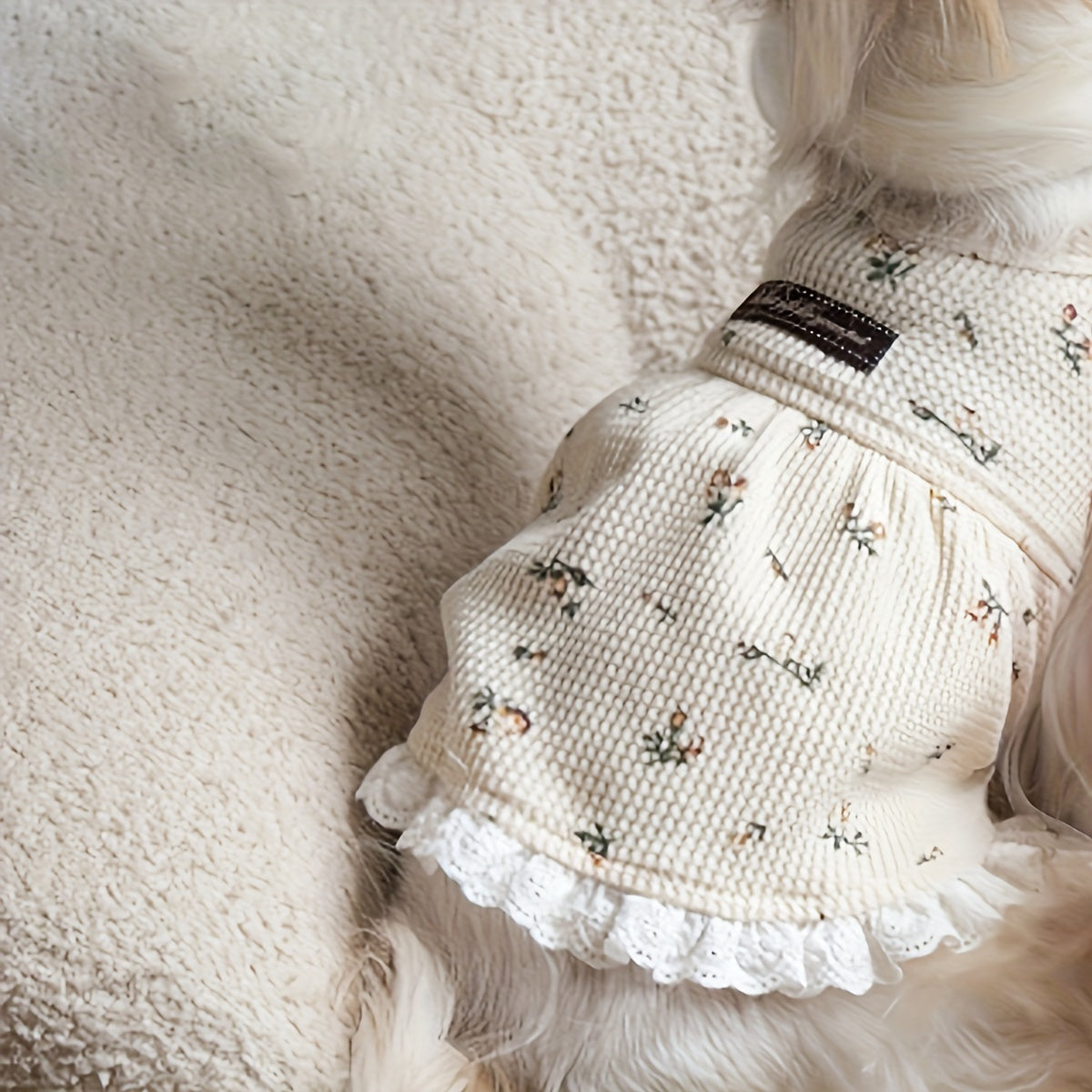 Waffle Grid Embroidered Pet Vest Dress for Cats and Dogs - All-Season Pullover Pet Apparel, Woven Polyester, Suitable for Medium, Small, Mini & Toy Breeds