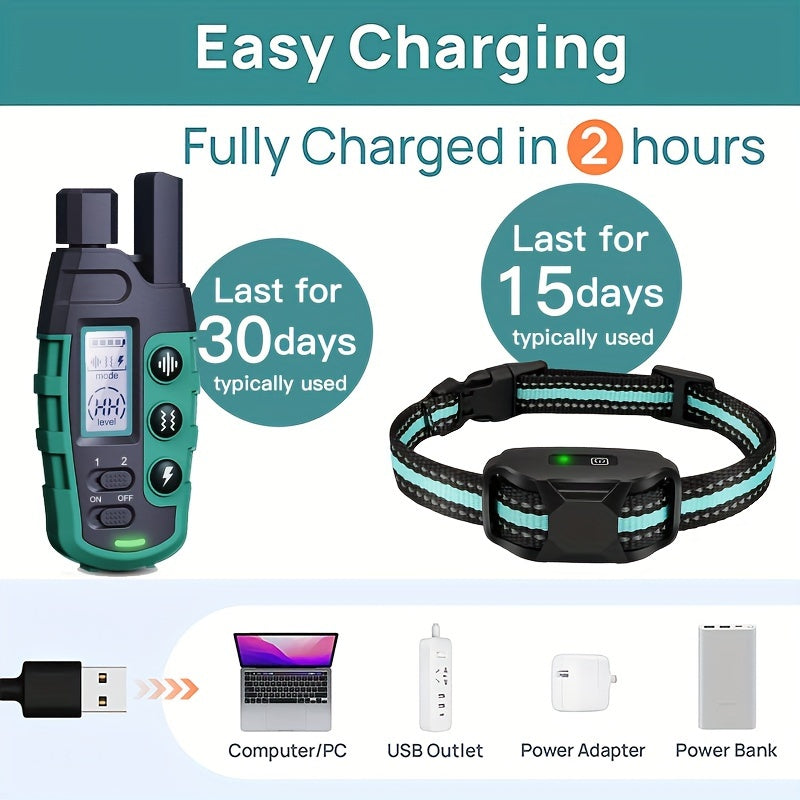 3300Ft Dog Training Collars With Remote, Adjustable Nylon Strap, Electric Shock, Vibration & Sound Modes, Rechargeable, 3300ft Range For Small To Large Dogs (5-150lbs