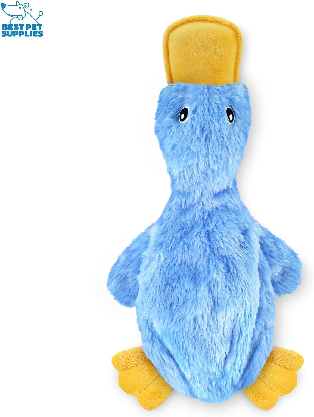Crinkle Dog Toy for Small, Medium, and Large Breeds, Cute No Stuffing Duck with Soft Squeaker, Fun for Indoor Puppies and Senior Pups, Plush No Mess Chew and Play - Blue