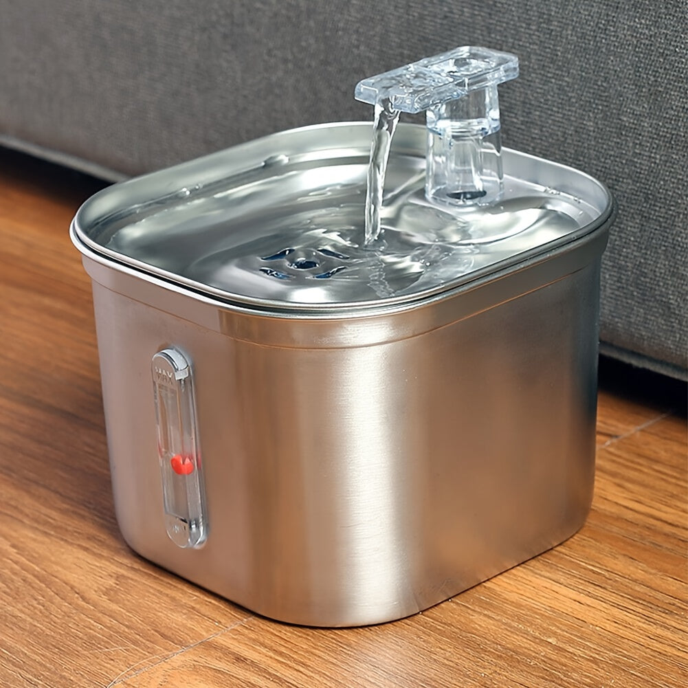 74oz/2.2L Automatic Smart Pet Water Fountain With Water Level Window, Stainless Steel Cat Water Feeder Cat Water Dispenser For Indoor Cats