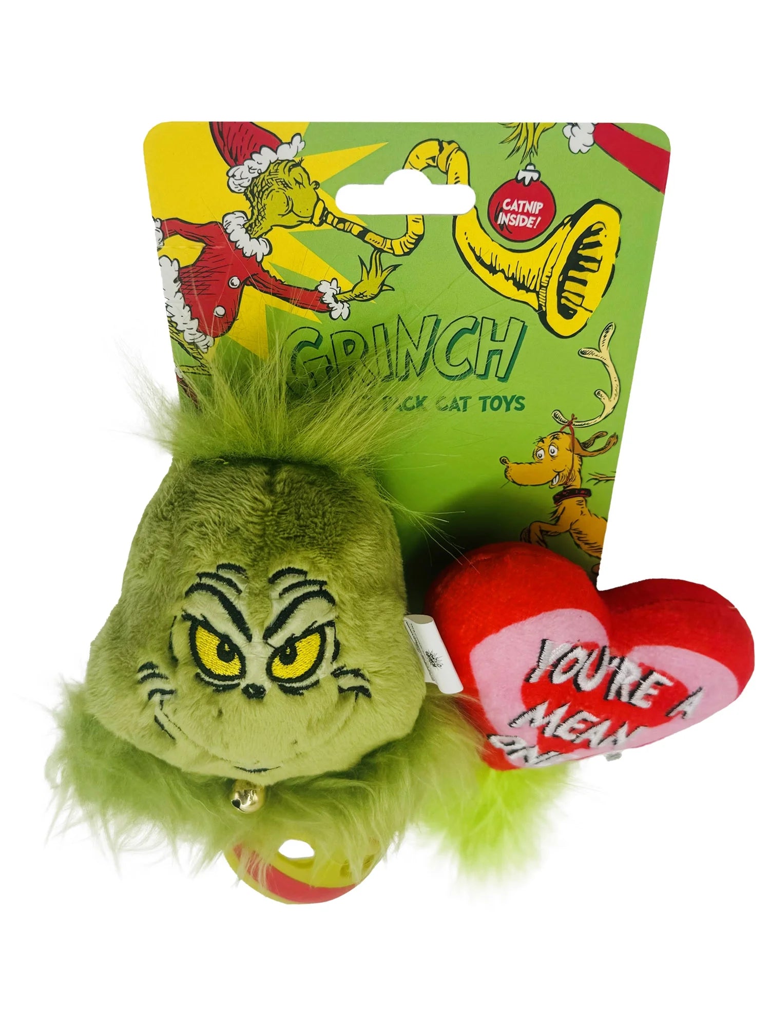 3-Piece Grinch Holiday Cat Toys with Catnip Inside, Green