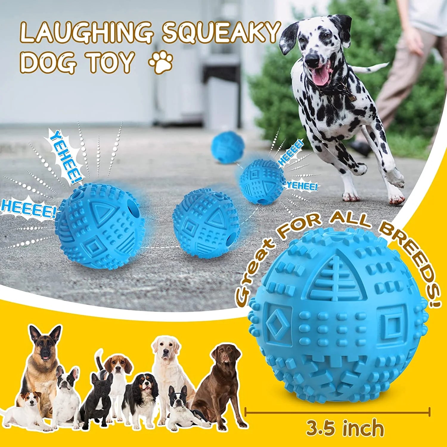 Dog Balls Treat Dispensing Dog Interactive, r Aggressive Chewers Large Breed, Nearly Indestructible Squeaky Dog Chew Toys for Large Dogs, Natural Rubber Dog Puzzle Toys, Tough IQ Dog Treat Balls