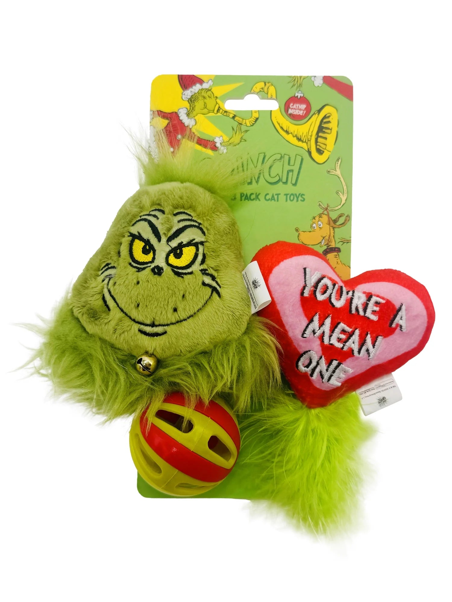 3-Piece Grinch Holiday Cat Toys with Catnip Inside, Green