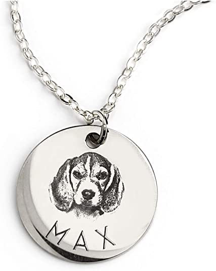 Personalized Pet Photo Disc Necklace Ladies Kitten Name Pendant Necklace Custom Animal Stainless Steel Necklace Jewelry