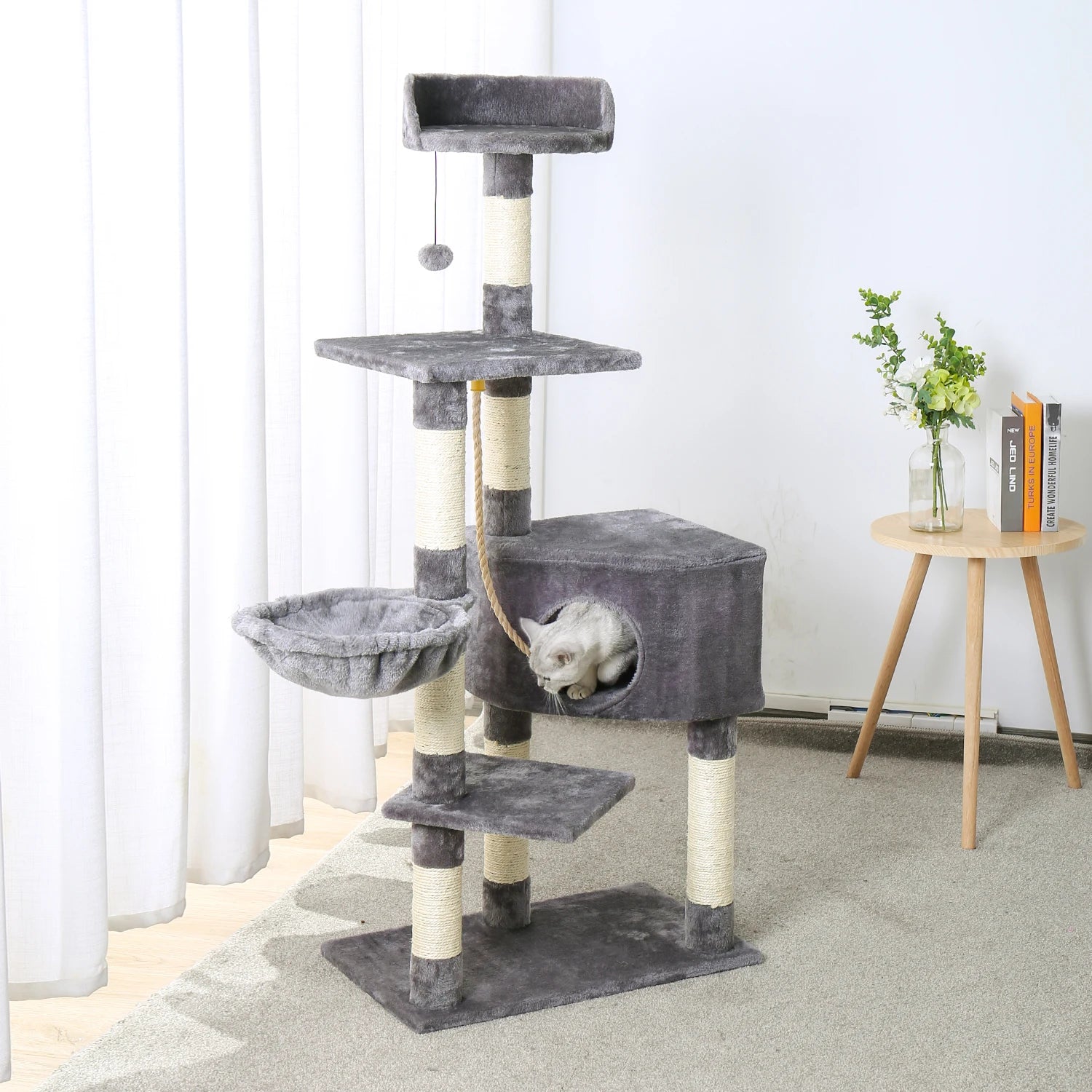 Free Shipping  Multi-Level Cat Tree For Cats With Cozy Perches Stable Cat Climbing Frame Cat Scratch Board Toys Cat Furniture