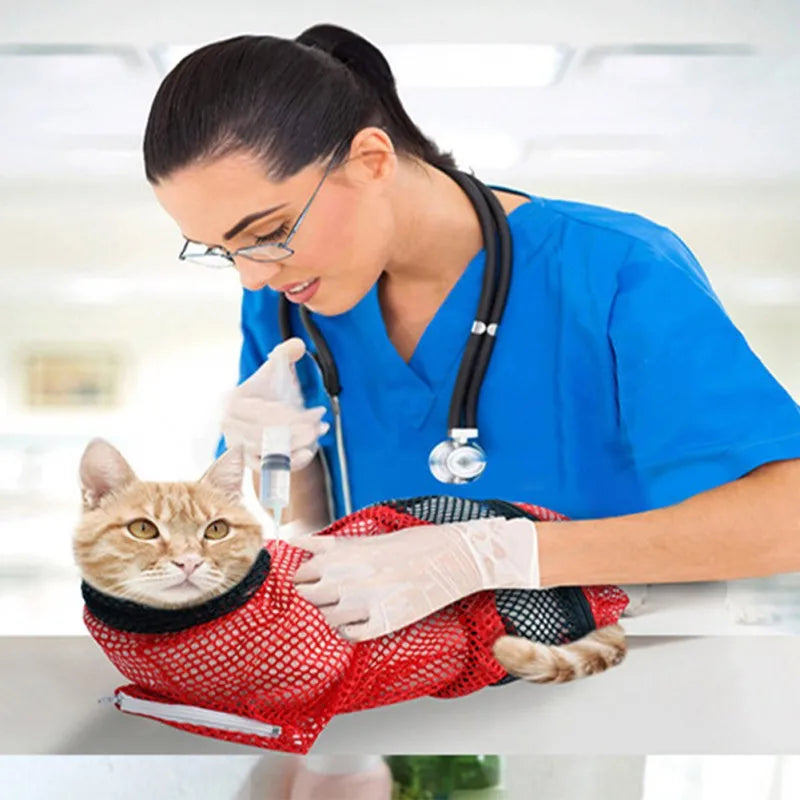 Keep Cat Calm while giving bath with Grooming washing bag