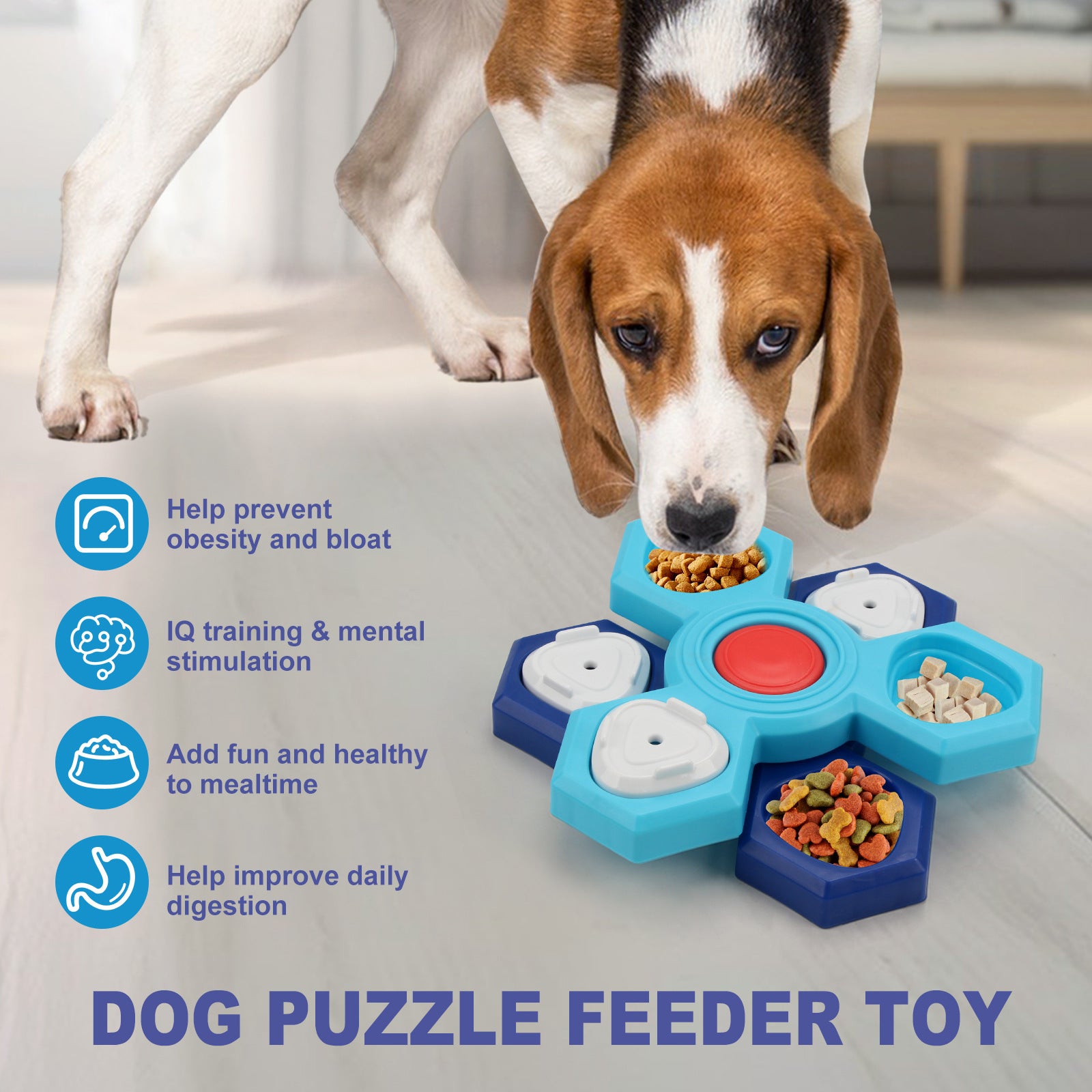 Smart dogs love puzzle dog bowl and 4-layer slow feeding, Increase dog intelligence