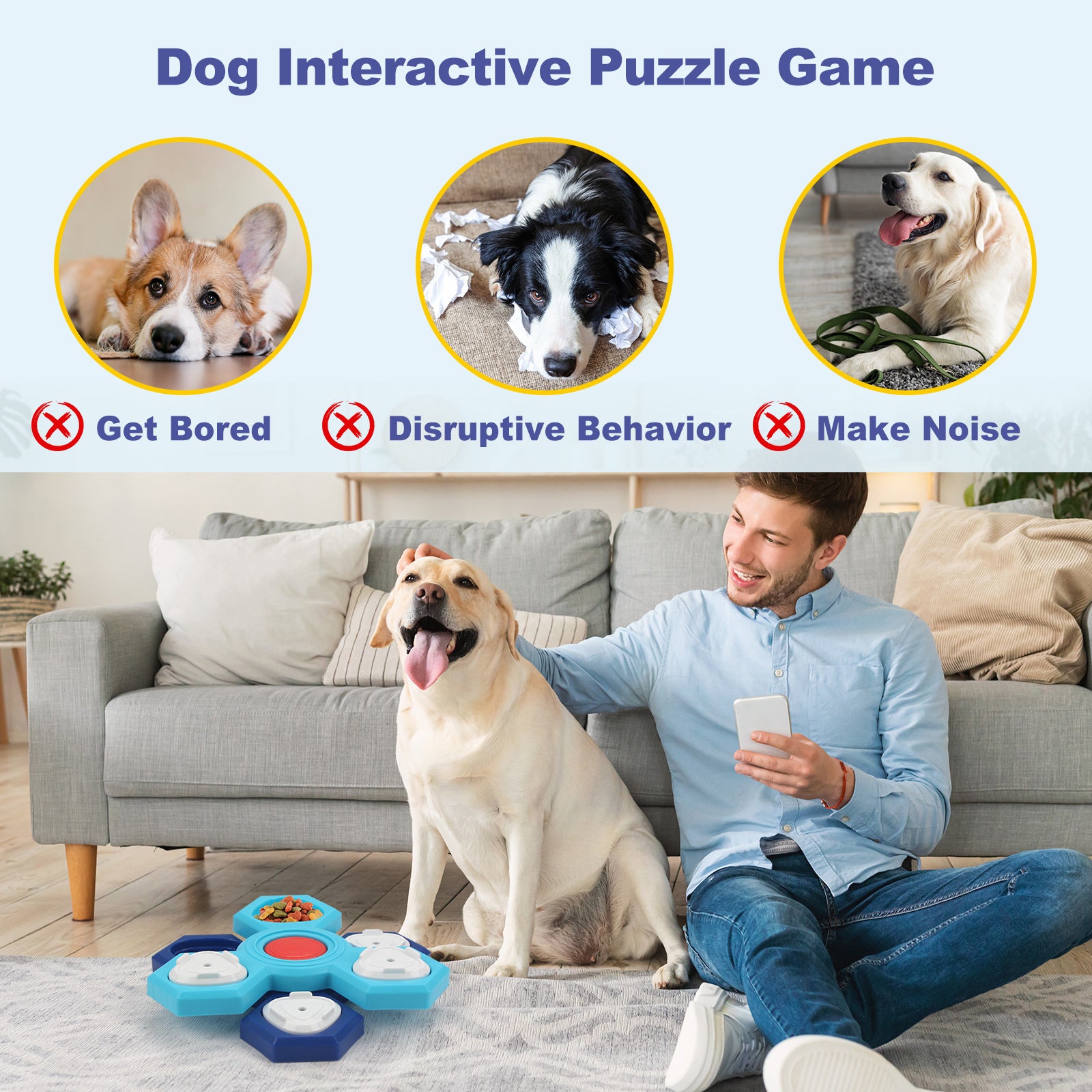 Smart dogs love puzzle dog bowl and 4-layer slow feeding, Increase dog intelligence