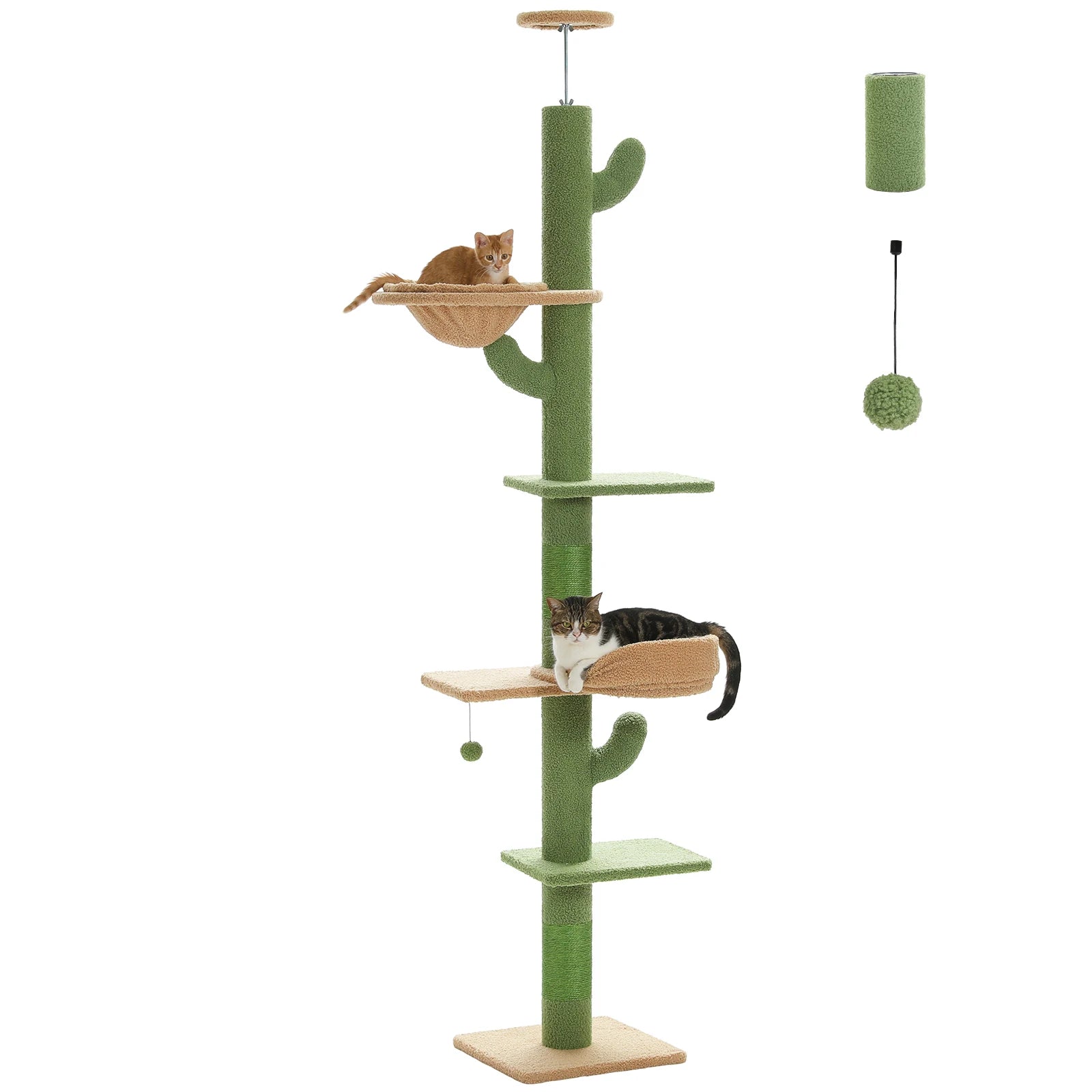 Adjustable 228-274cm Height Floor-to-Ceiling Vertical Cat Tree Stable Tall Cat Climbing Tree Cat Kittens Cat Toy