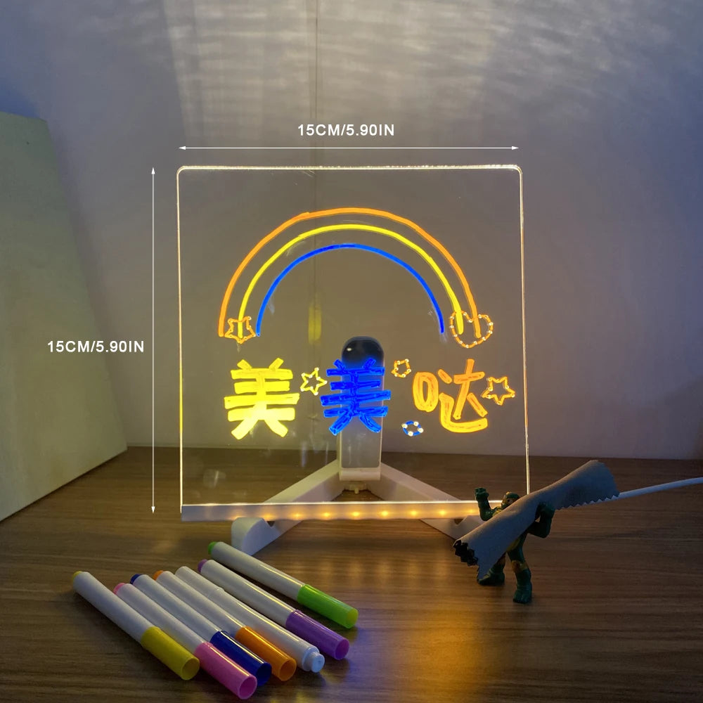 Personalized LED Lamp Acrylic Message Note Board Erasable USB Children‘s Drawing Board Bedroom Night Light Birthday Kids Gift