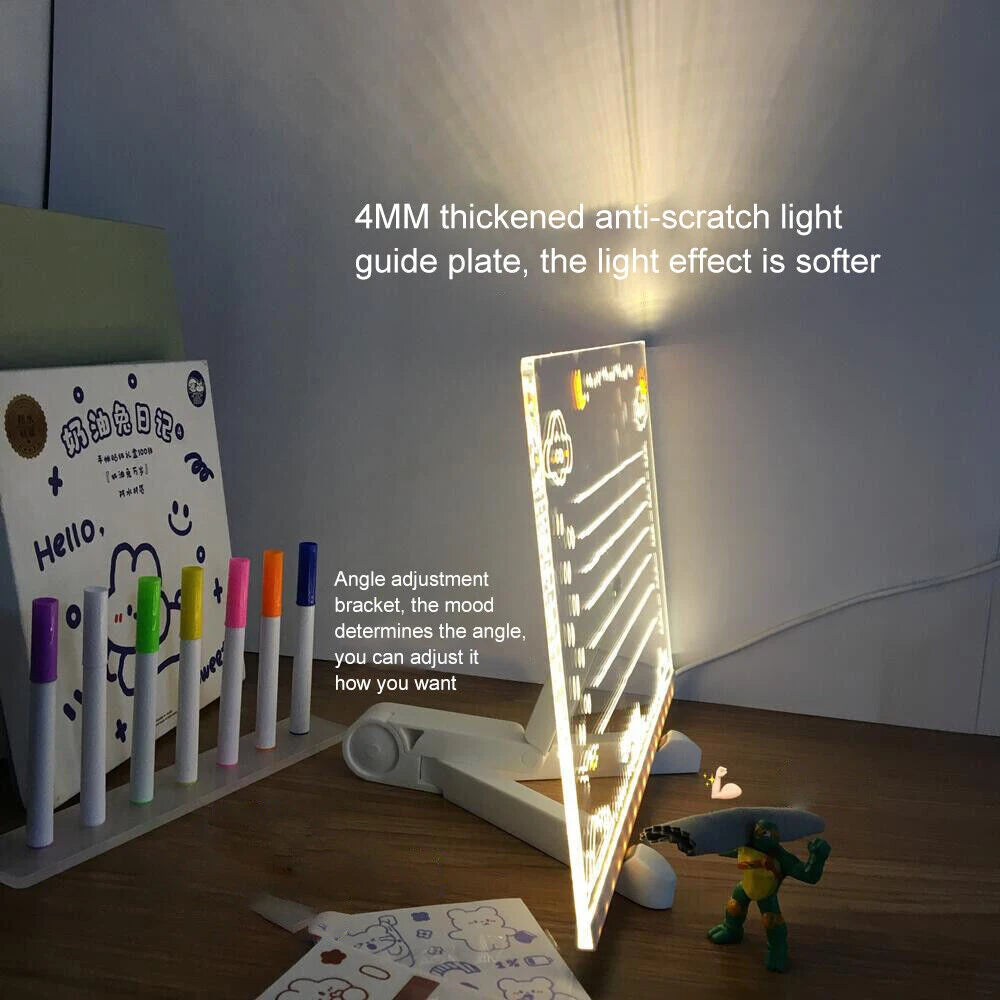 Personalized LED Lamp Acrylic Message Note Board Erasable USB Children‘s Drawing Board Bedroom Night Light Birthday Kids Gift