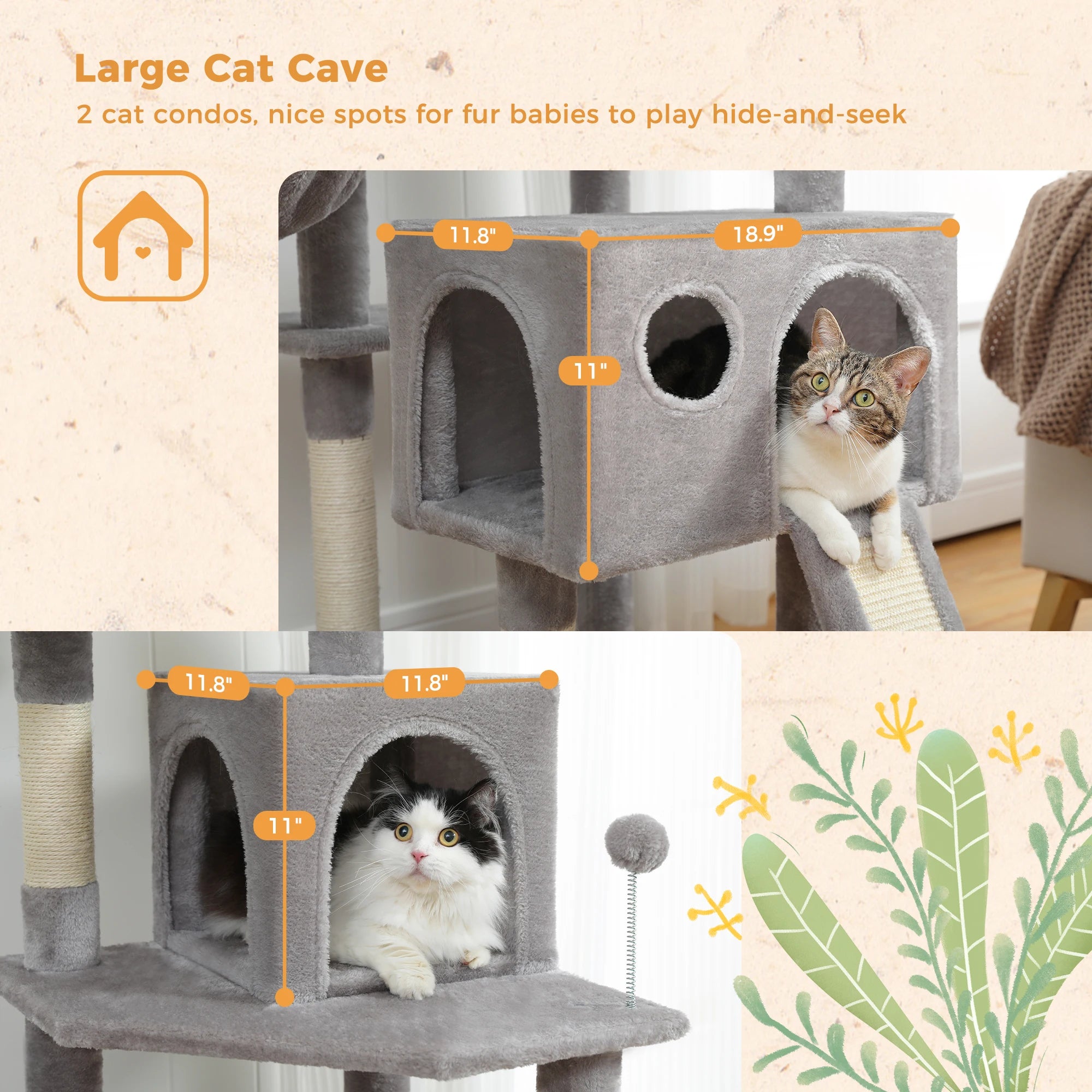 Free Shipping  Multi-Level Cat Tree For Cats With Cozy Perches Stable Cat Climbing Frame Cat Scratch Board Toys Cat Furniture