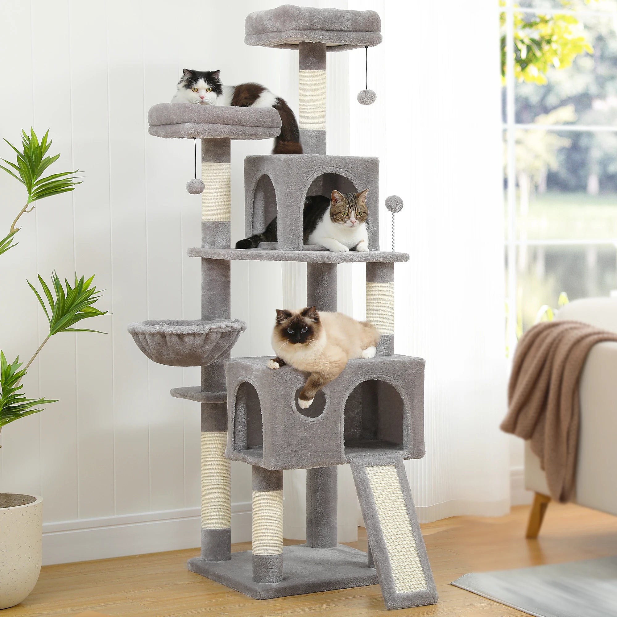 Free Shipping  Multi-Level Cat Tree For Cats With Cozy Perches Stable Cat Climbing Frame Cat Scratch Board Toys Cat Furniture