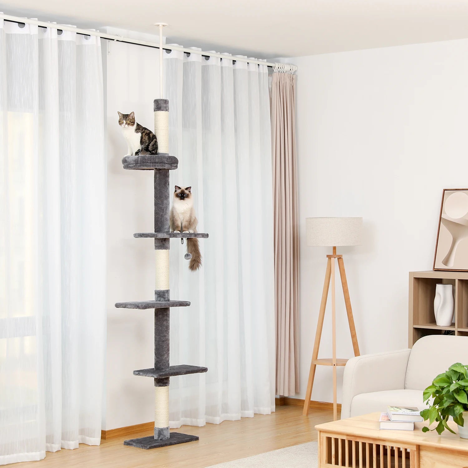 Height Floor-to-Ceiling Vertical Cat Tree Stable Tall Cat Climbing Tree Cat Kittens Cat Toy274cm