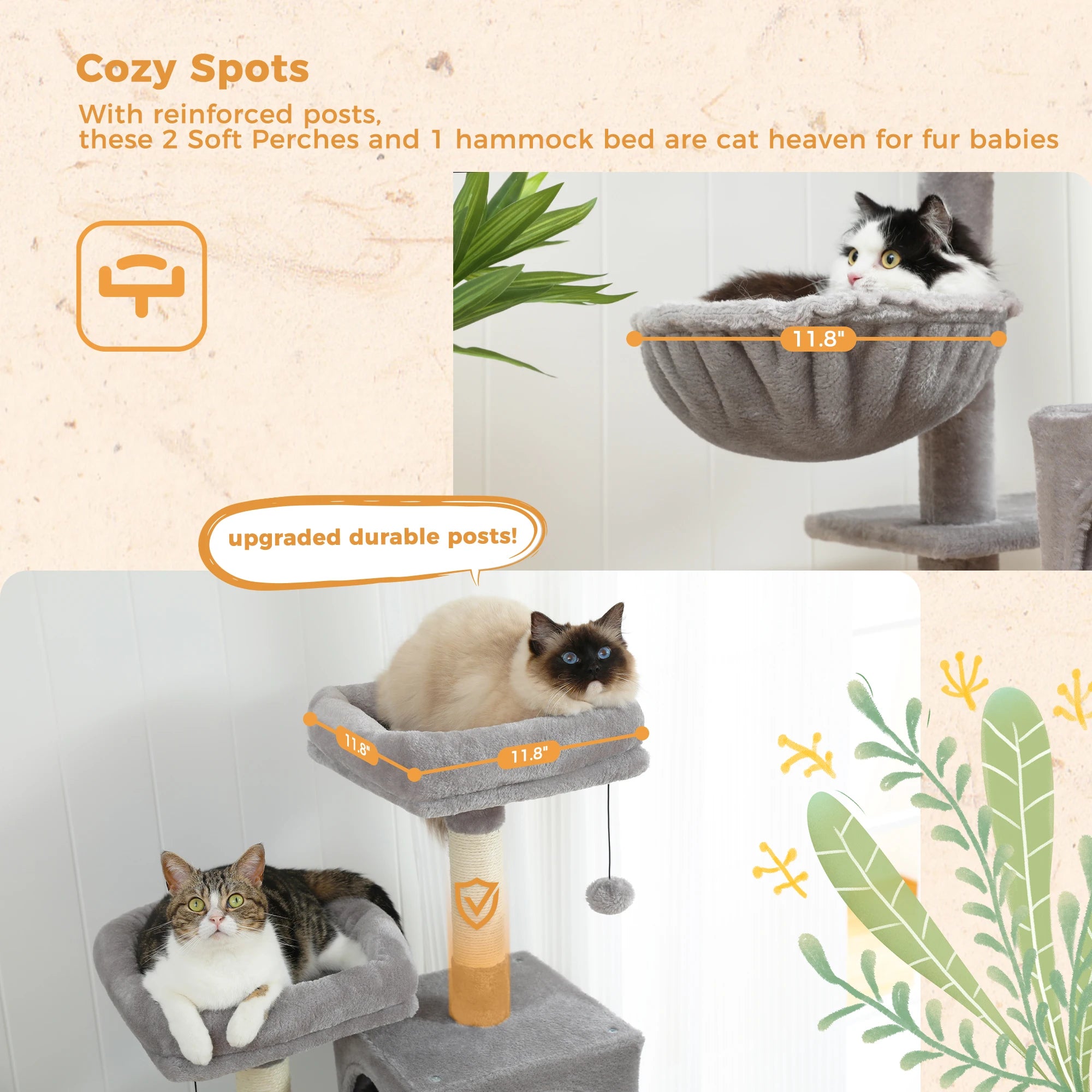 Free Shipping  Multi-Level Cat Tree For Cats With Cozy Perches Stable Cat Climbing Frame Cat Scratch Board Toys Cat Furniture