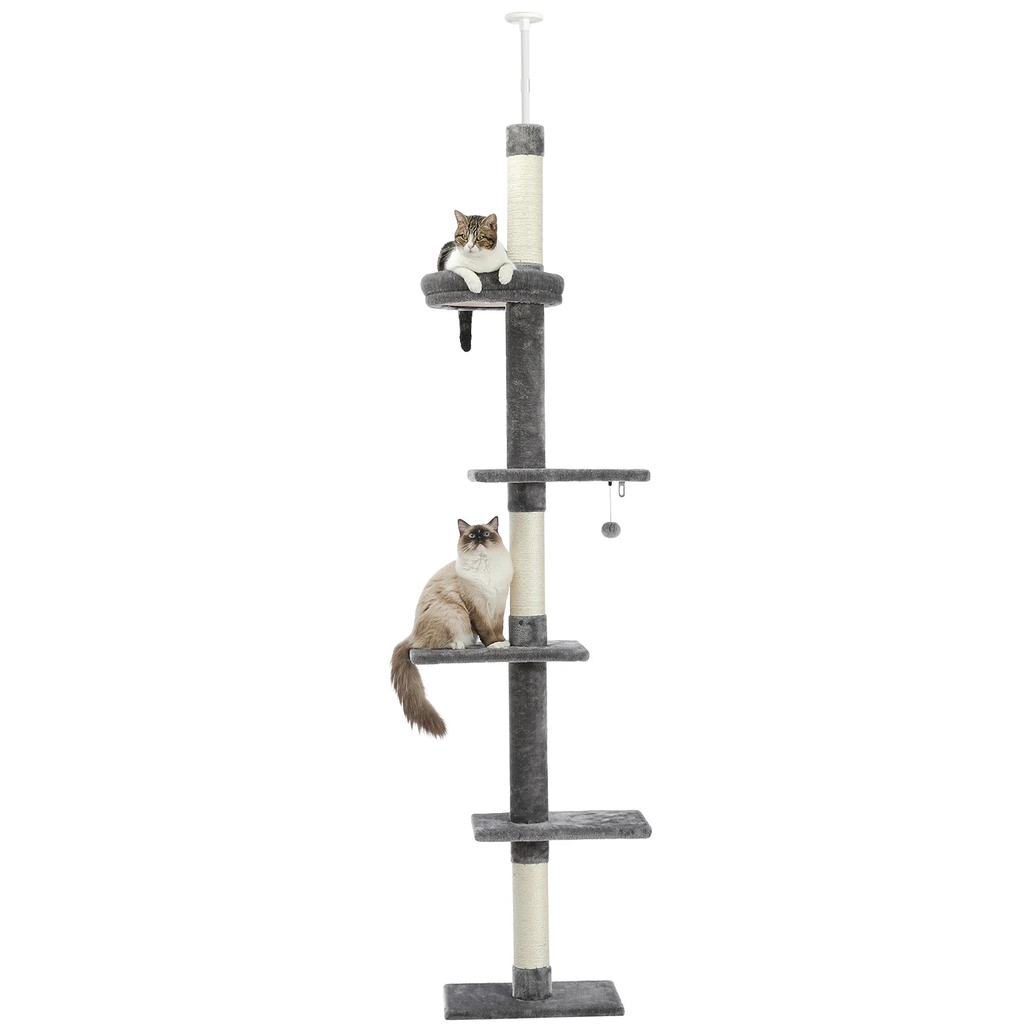 Adjustable 228-274cm Height Floor-to-Ceiling Vertical Cat Tree Stable Tall Cat Climbing Tree Cat Kittens Cat Toy