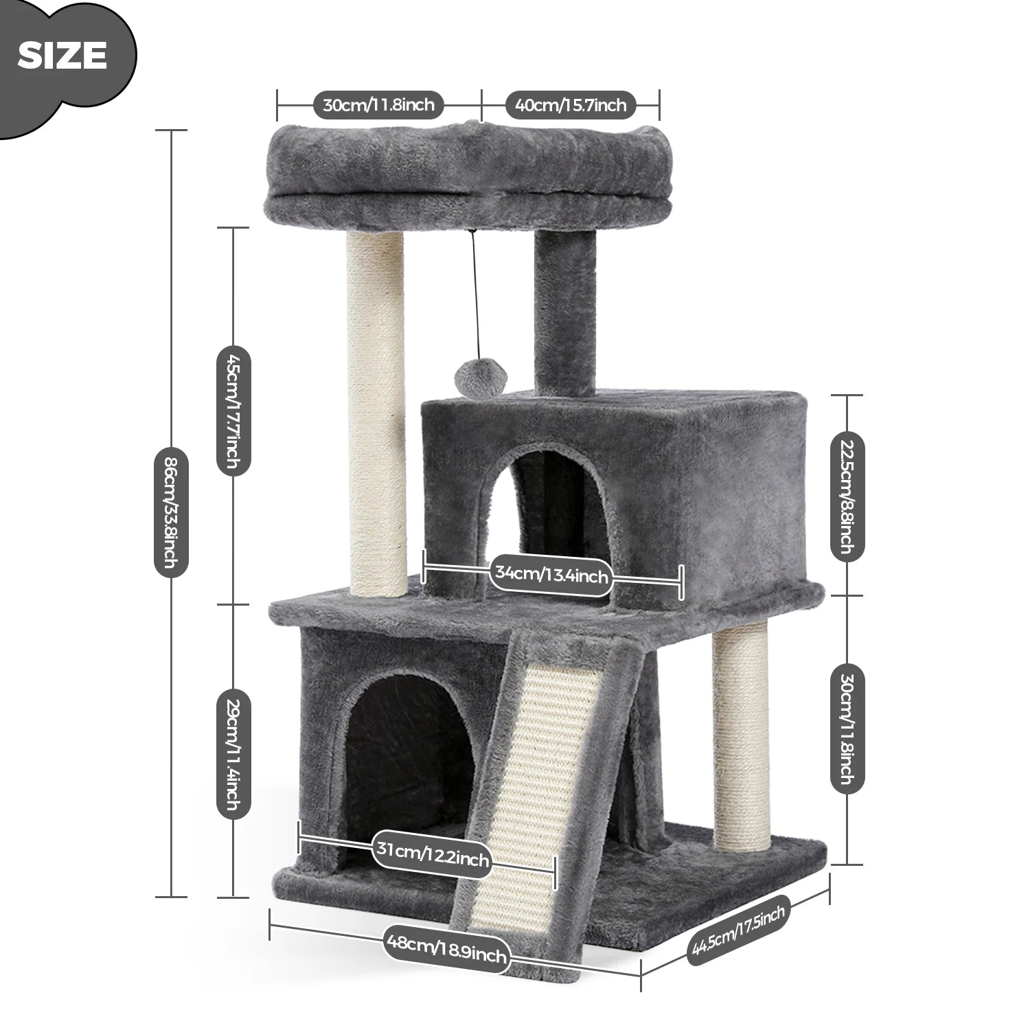 Free Shipping  Multi-Level Cat Tree For Cats With Cozy Perches Stable Cat Climbing Frame Cat Scratch Board Toys Cat Furniture