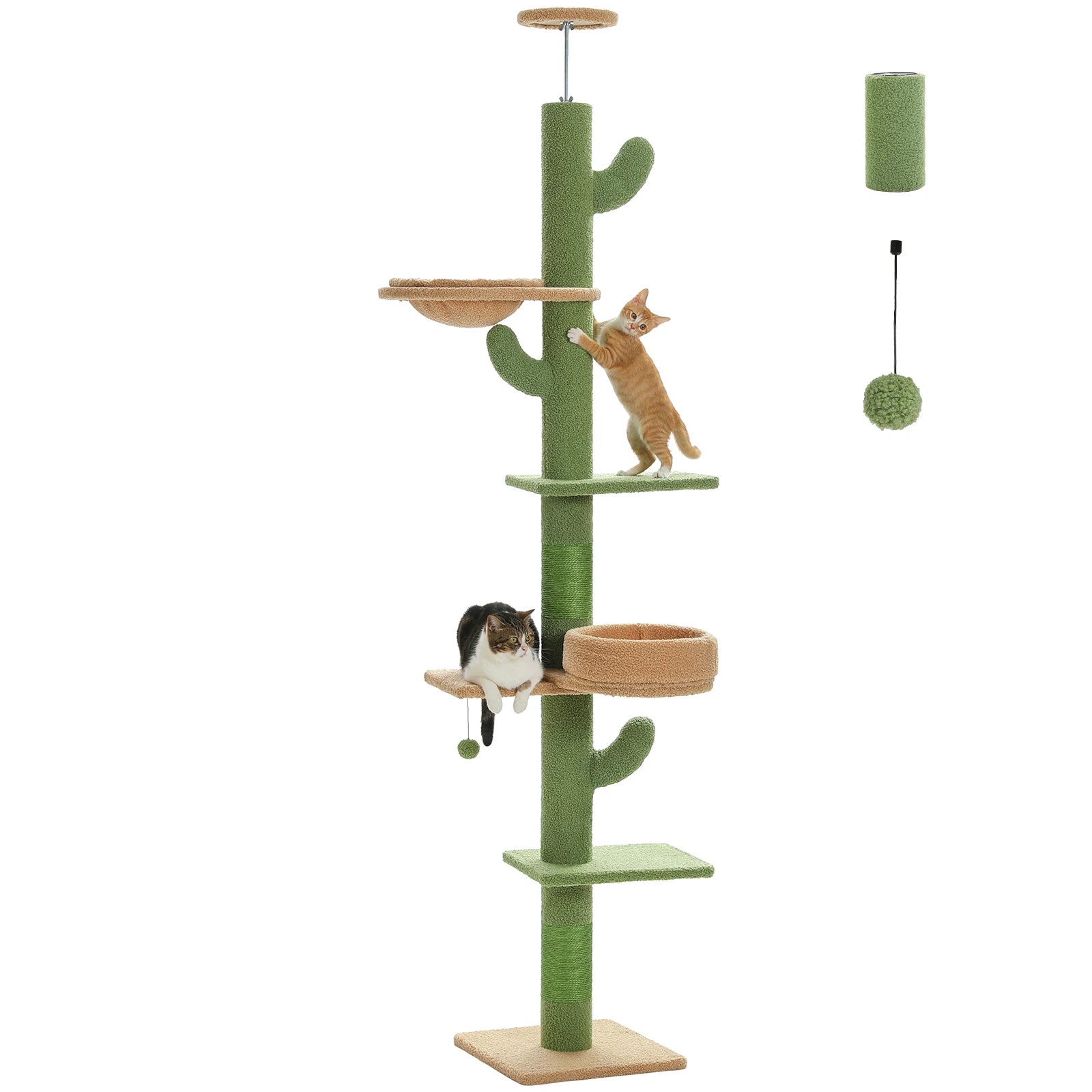 Adjustable 228-274cm Height Floor-to-Ceiling Vertical Cat Tree Stable Tall Cat Climbing Tree Cat Kittens Cat Toy