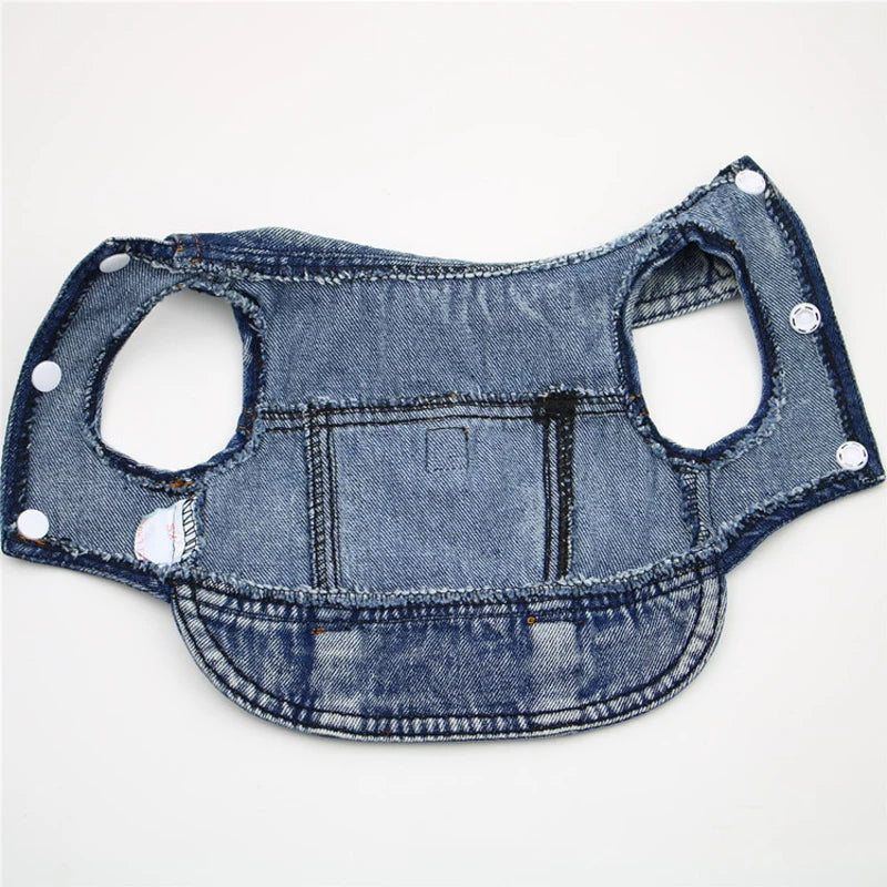 Dog Jeans Jacket Cool Puppy Denim Dog Shirts for Small Medium Dogs Cats Lapel Harness Vests Washed Scratch Design Dog Clothes