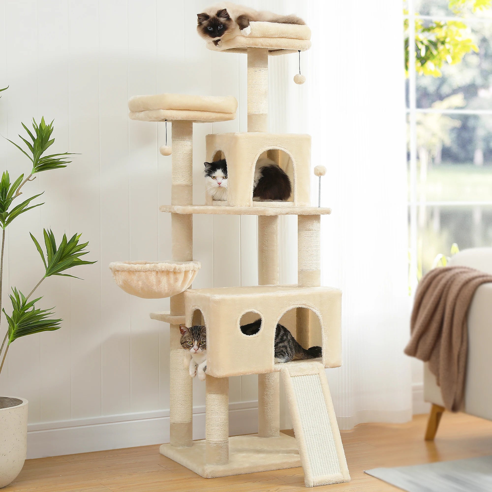 Free Shipping  Multi-Level Cat Tree For Cats With Cozy Perches Stable Cat Climbing Frame Cat Scratch Board Toys Cat Furniture