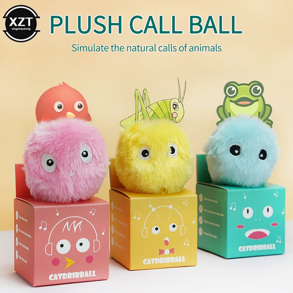 Hours fun with Pet Smart Cat Toys Interactive Ball Plush Electric Catnip Training Toy Kitten Touch Sounding Pet Product Squeak Toy Cat Ball