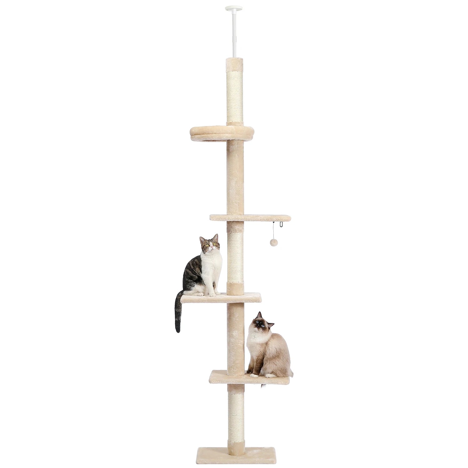 Adjustable 228-274cm Height Floor-to-Ceiling Vertical Cat Tree Stable Tall Cat Climbing Tree Cat Kittens Cat Toy