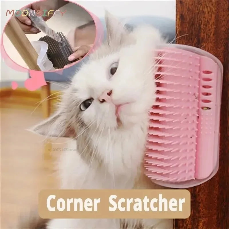 Happy Cat Self-Grooming Cat Brush Corner: Massage, Comb, and Tickle Your Pet!