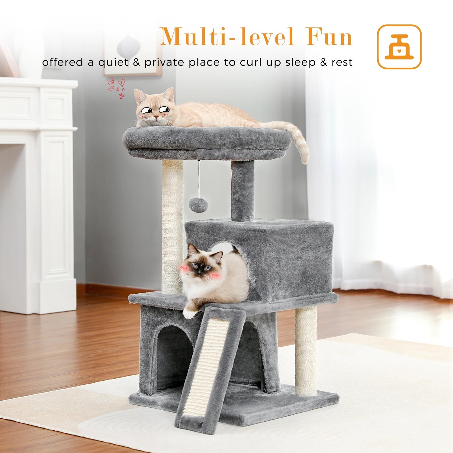 Free Shipping  Multi-Level Cat Tree For Cats With Cozy Perches Stable Cat Climbing Frame Cat Scratch Board Toys Cat Furniture