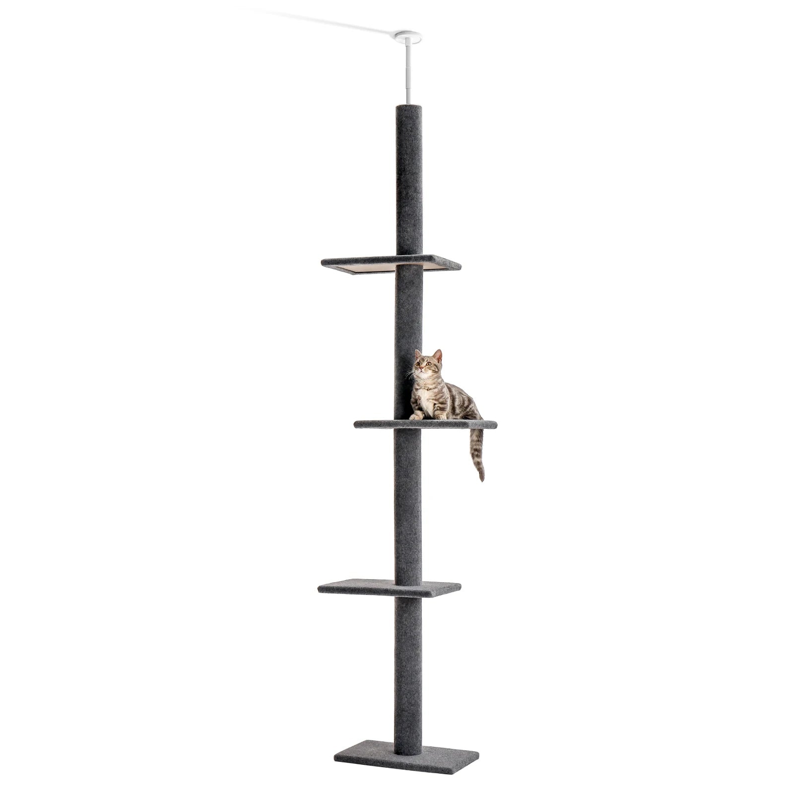 Adjustable 228-274cm Height Floor-to-Ceiling Vertical Cat Tree Stable Tall Cat Climbing Tree Cat Kittens Cat Toy