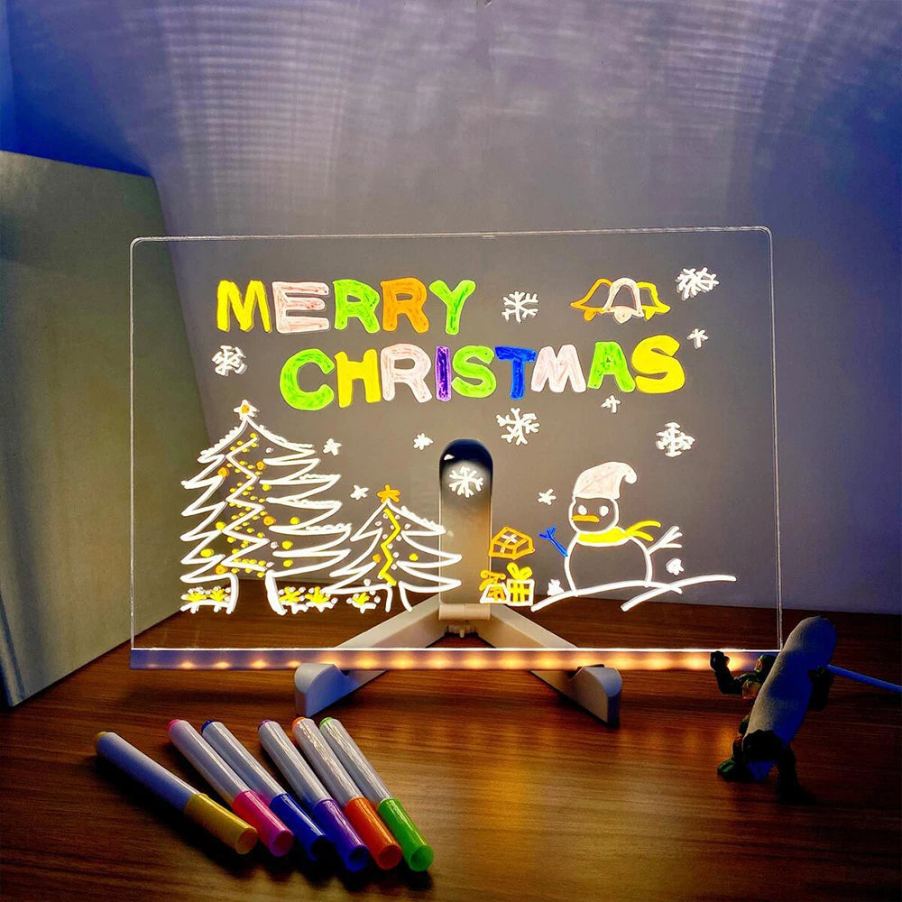 Personalized LED Lamp Acrylic Message Note Board Erasable USB Children‘s Drawing Board Bedroom Night Light Birthday Kids Gift