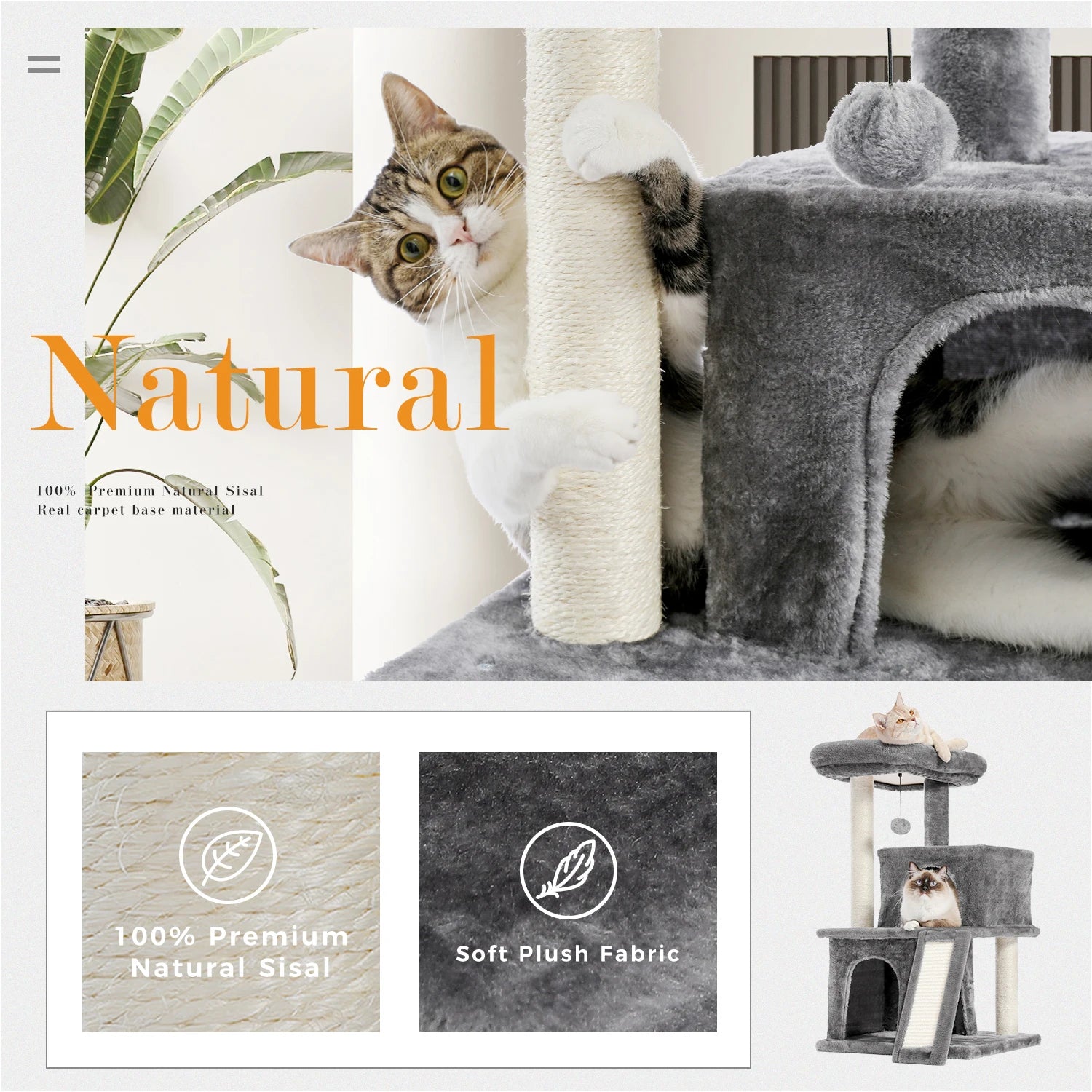 Free Shipping  Multi-Level Cat Tree For Cats With Cozy Perches Stable Cat Climbing Frame Cat Scratch Board Toys Cat Furniture