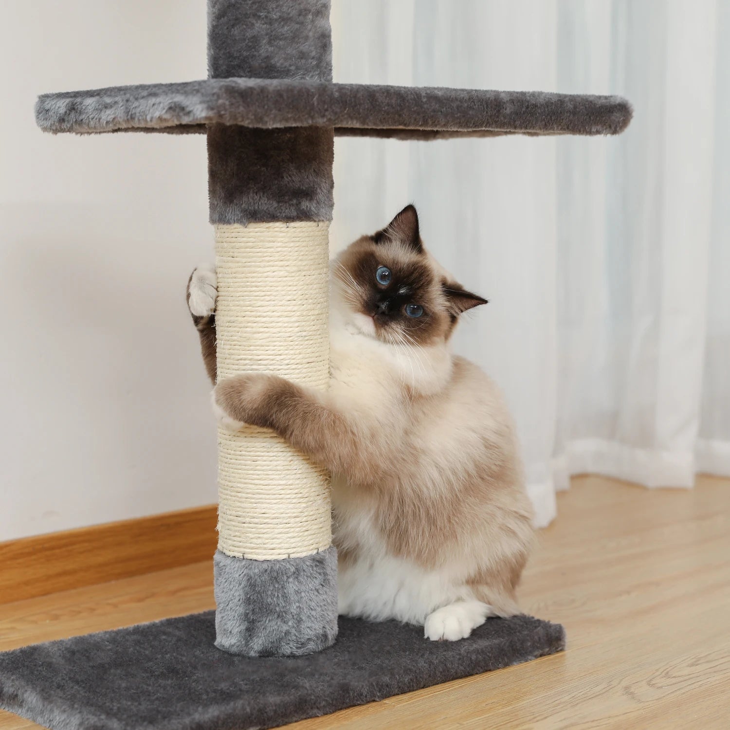 Adjustable 228-274cm Height Floor-to-Ceiling Vertical Cat Tree Stable Tall Cat Climbing Tree Cat Kittens Cat Toy