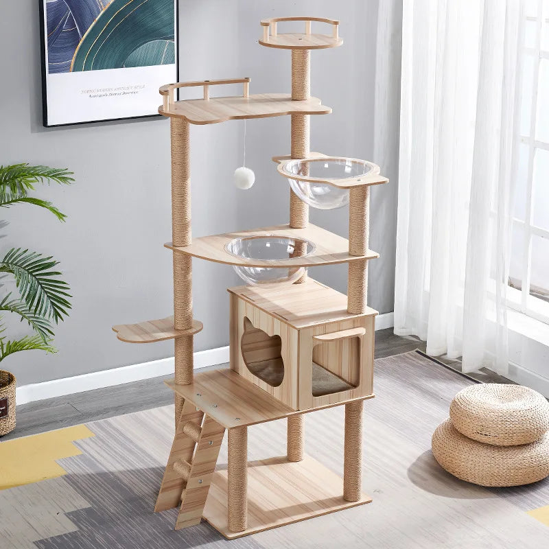 Cat Tree Sisal Rope Cat Tower Cat Scrapers Scratching Post For Cats Toys For Cat Grinding Paws Multi-Level Cat Climbing Frame