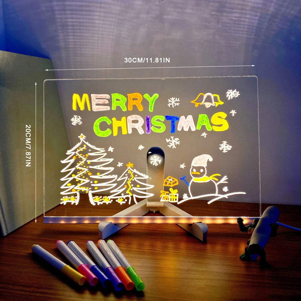 Personalized LED Lamp Acrylic Message Note Board Erasable USB Children‘s Drawing Board Bedroom Night Light Birthday Kids Gift