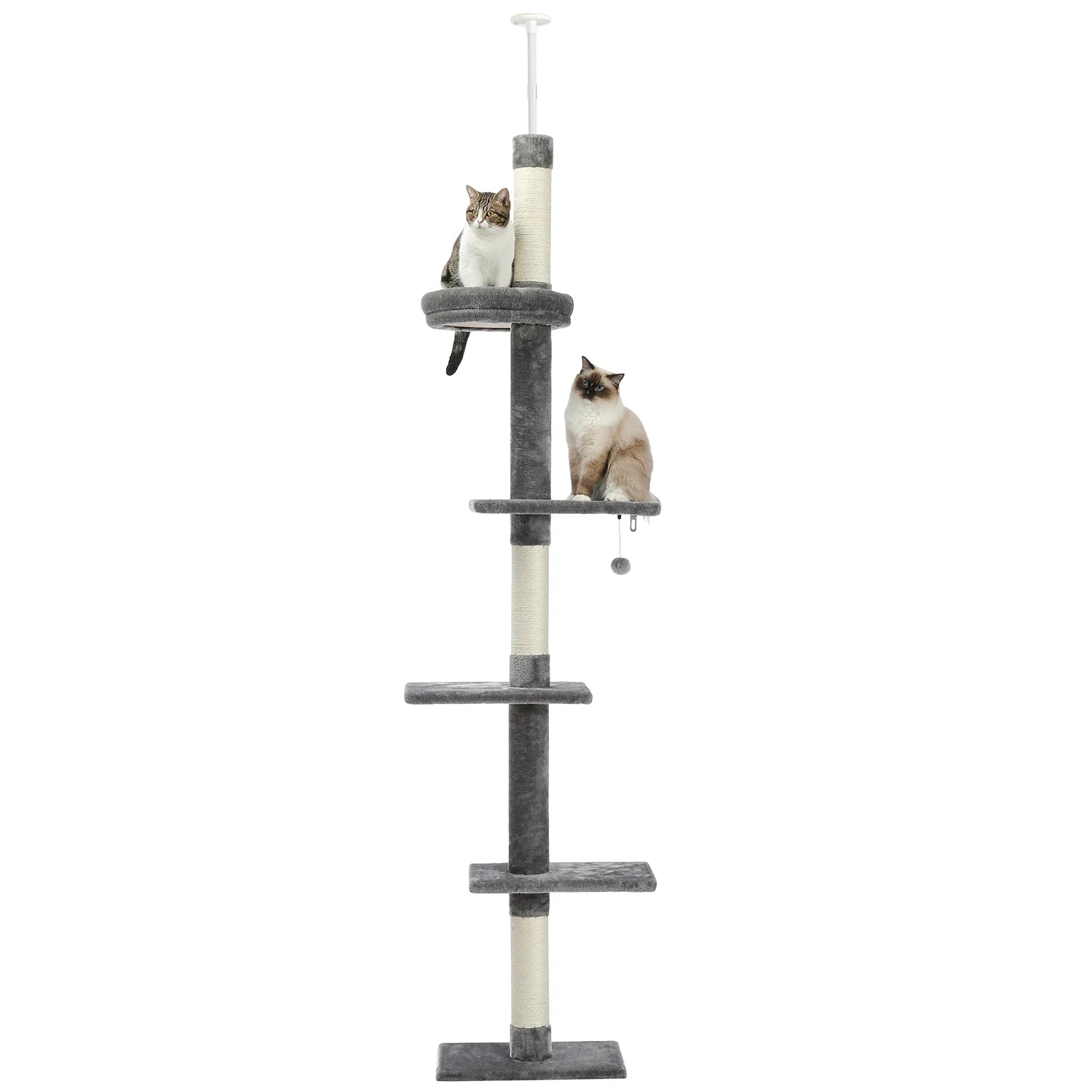 Adjustable 228-274cm Height Floor-to-Ceiling Vertical Cat Tree Stable Tall Cat Climbing Tree Cat Kittens Cat Toy