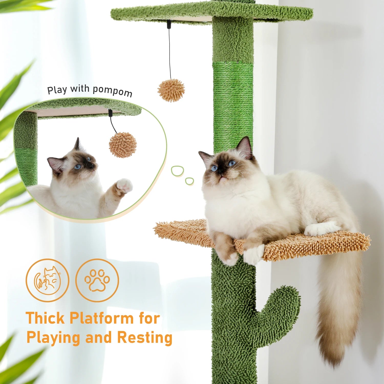 Adjustable 228-274cm Height Floor-to-Ceiling Vertical Cat Tree Stable Tall Cat Climbing Tree Cat Kittens Cat Toy